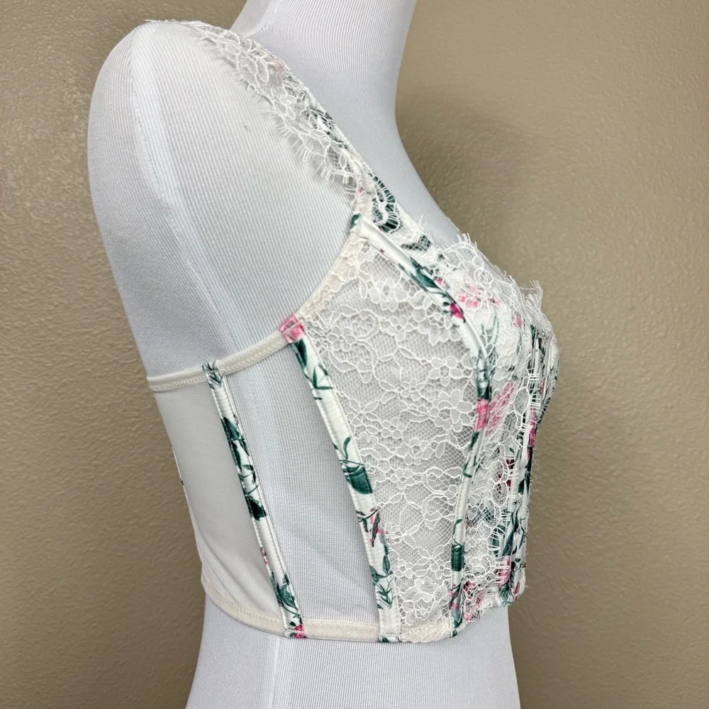 Victoria’s Secret Dream Angels Unlined white pink Floral Corset Top‎ D - Picture 6 of 11